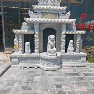 铜川芝麻白中国黑石材套墓 花岗岩墓碑